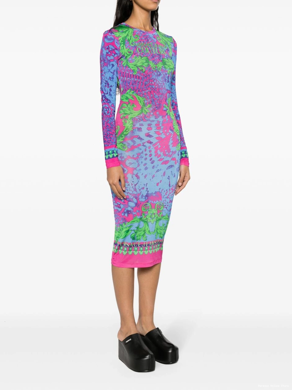 Affordable Animalier Versace midi Couture Couture Jeans Women dress 0422